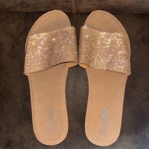 Women Slip on Rhinestones Sandals Slippers Shoes Size 10